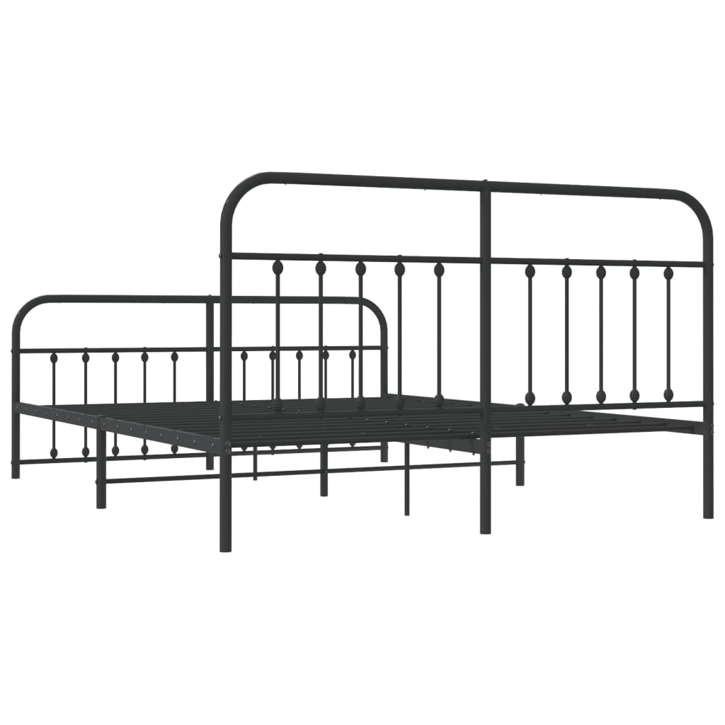 Sengeramme i metall med hode- og fotgavl svart 183x213 cm