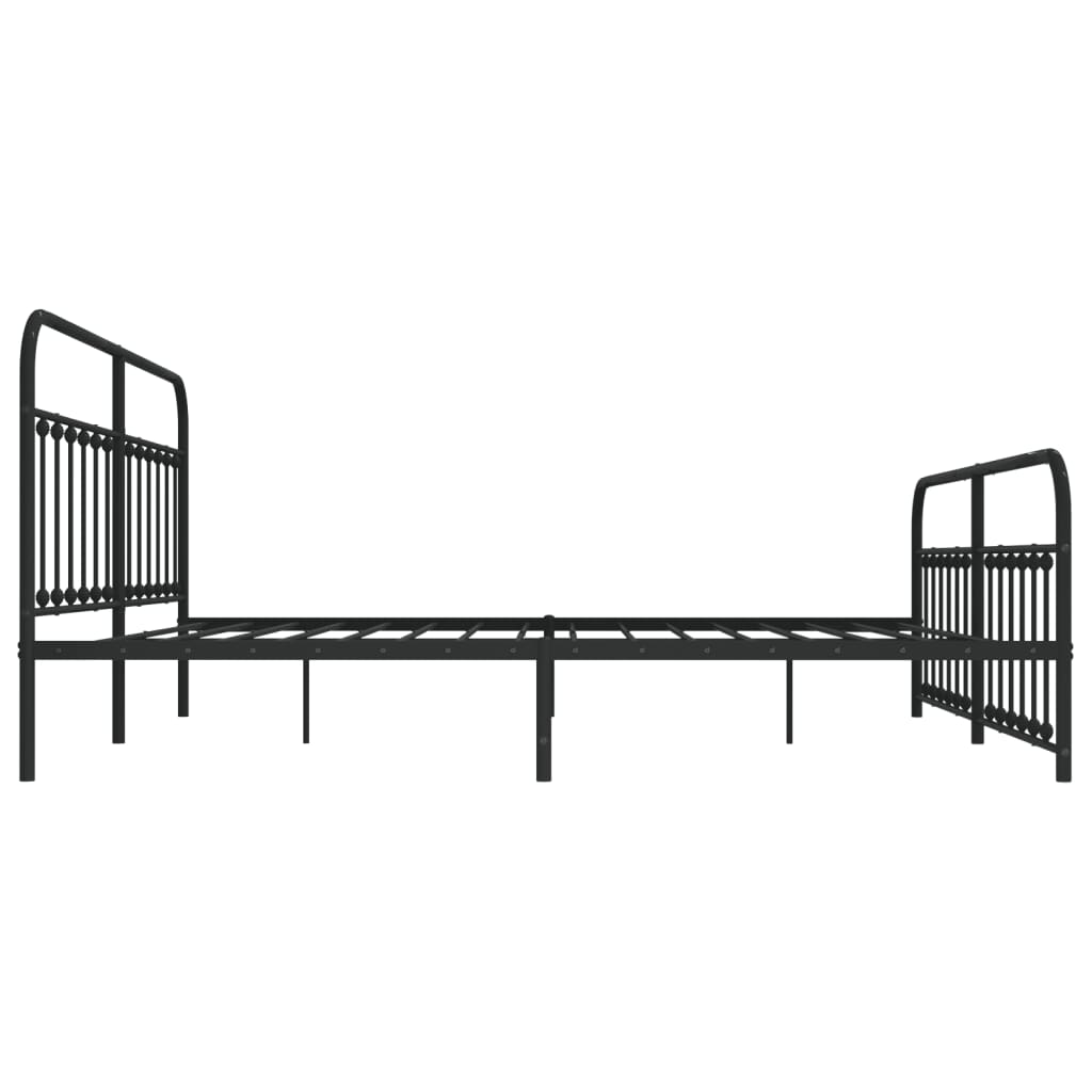 Sengeramme i metall med hode- og fotgavl svart 193x203 cm