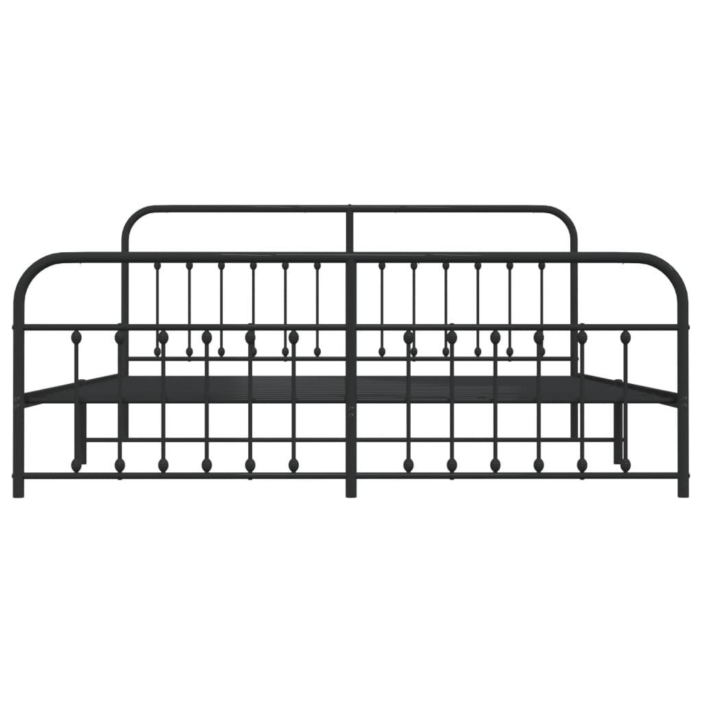 Sengeramme i metall med hode- og fotgavl svart 200x200 cm