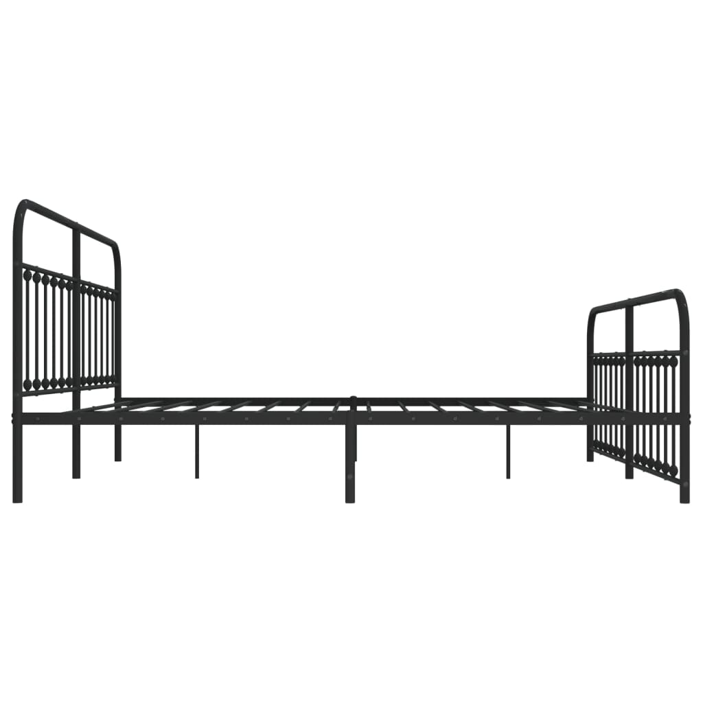 Sengeramme i metall med hode- og fotgavl svart 200x200 cm