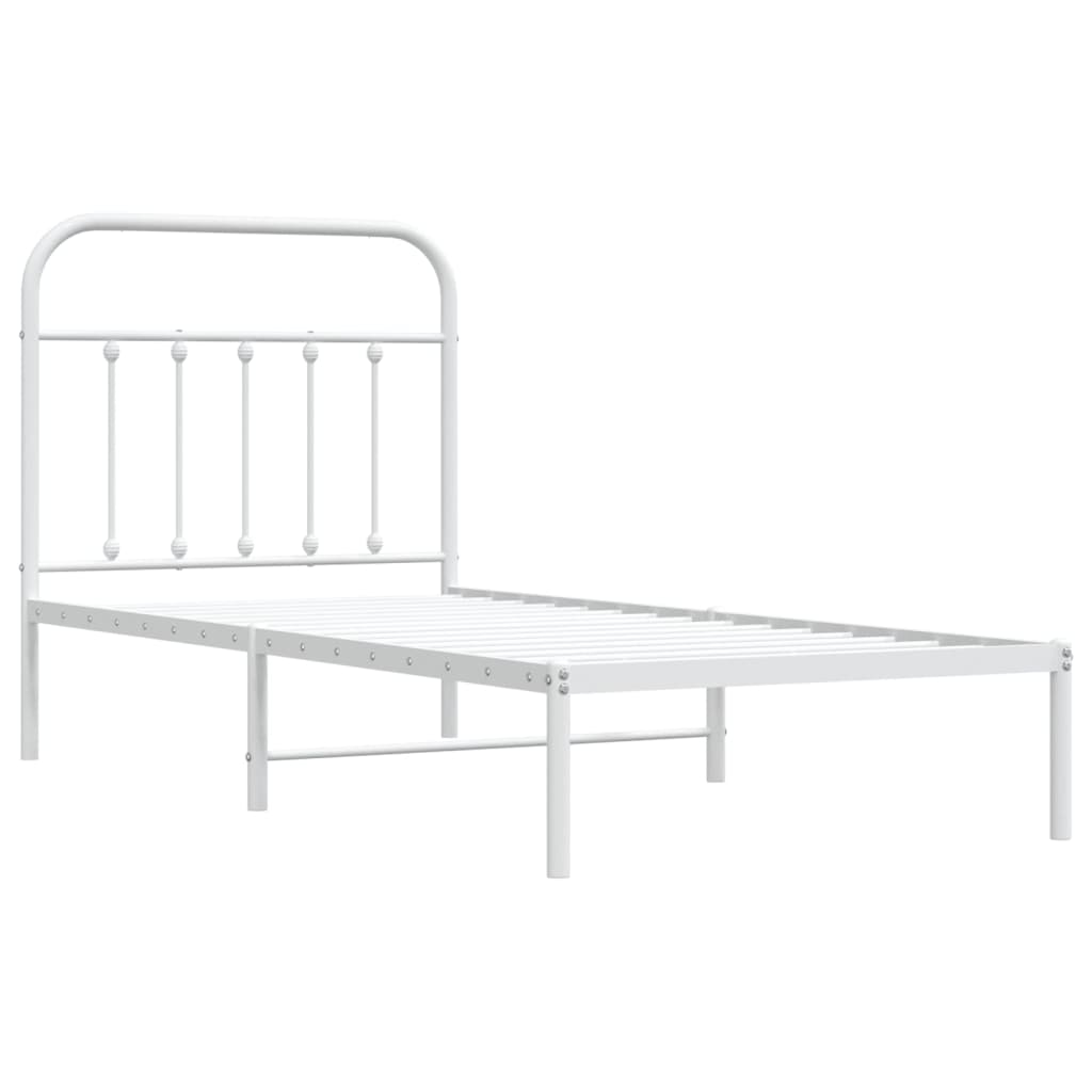 Sengeramme i metall med hodegavl hvit 90x200 cm