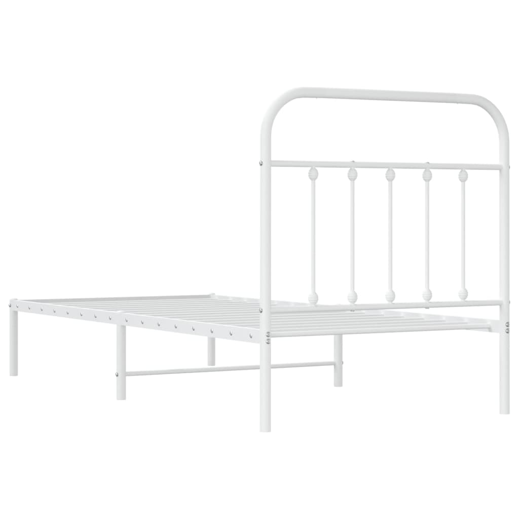 Sengeramme i metall med hodegavl hvit 90x200 cm