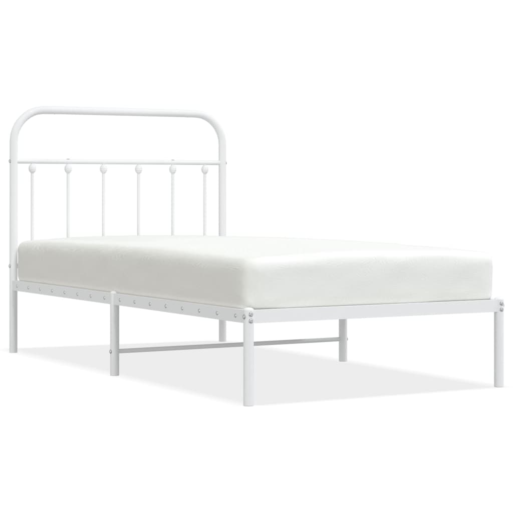 Sengeramme i metall med hodegavl hvit 100x190 cm