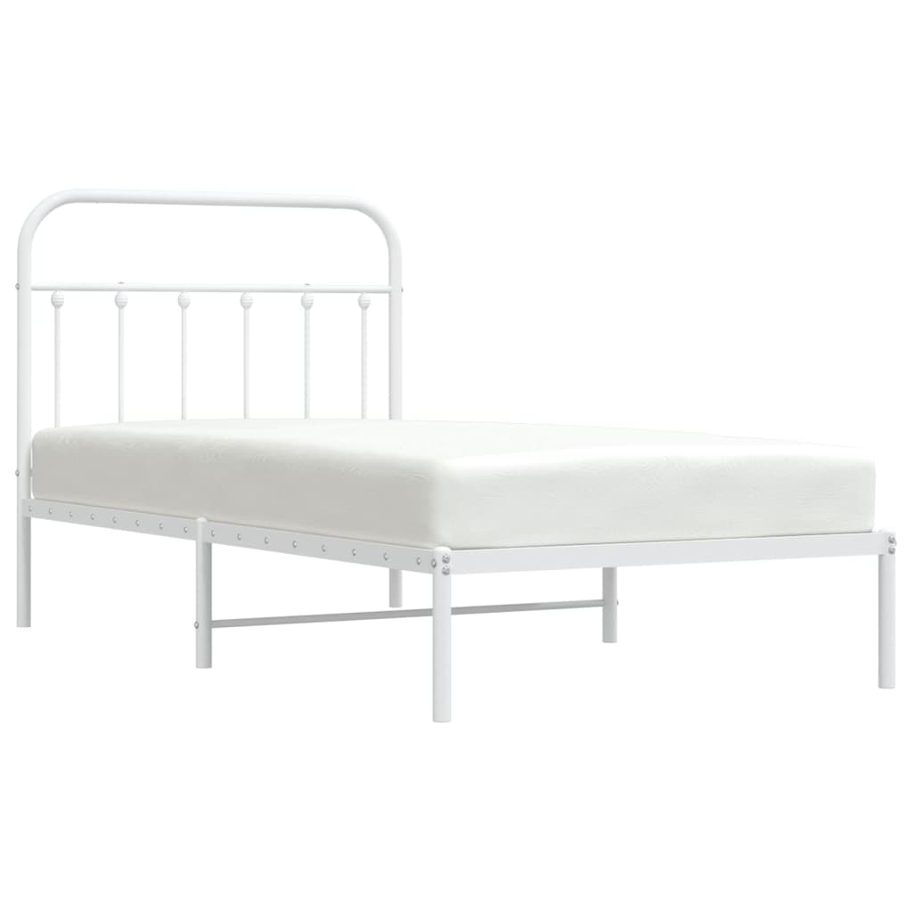 Sengeramme i metall med hodegavl hvit 100x190 cm