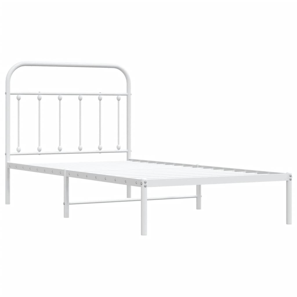 Sengeramme i metall med hodegavl hvit 100x190 cm