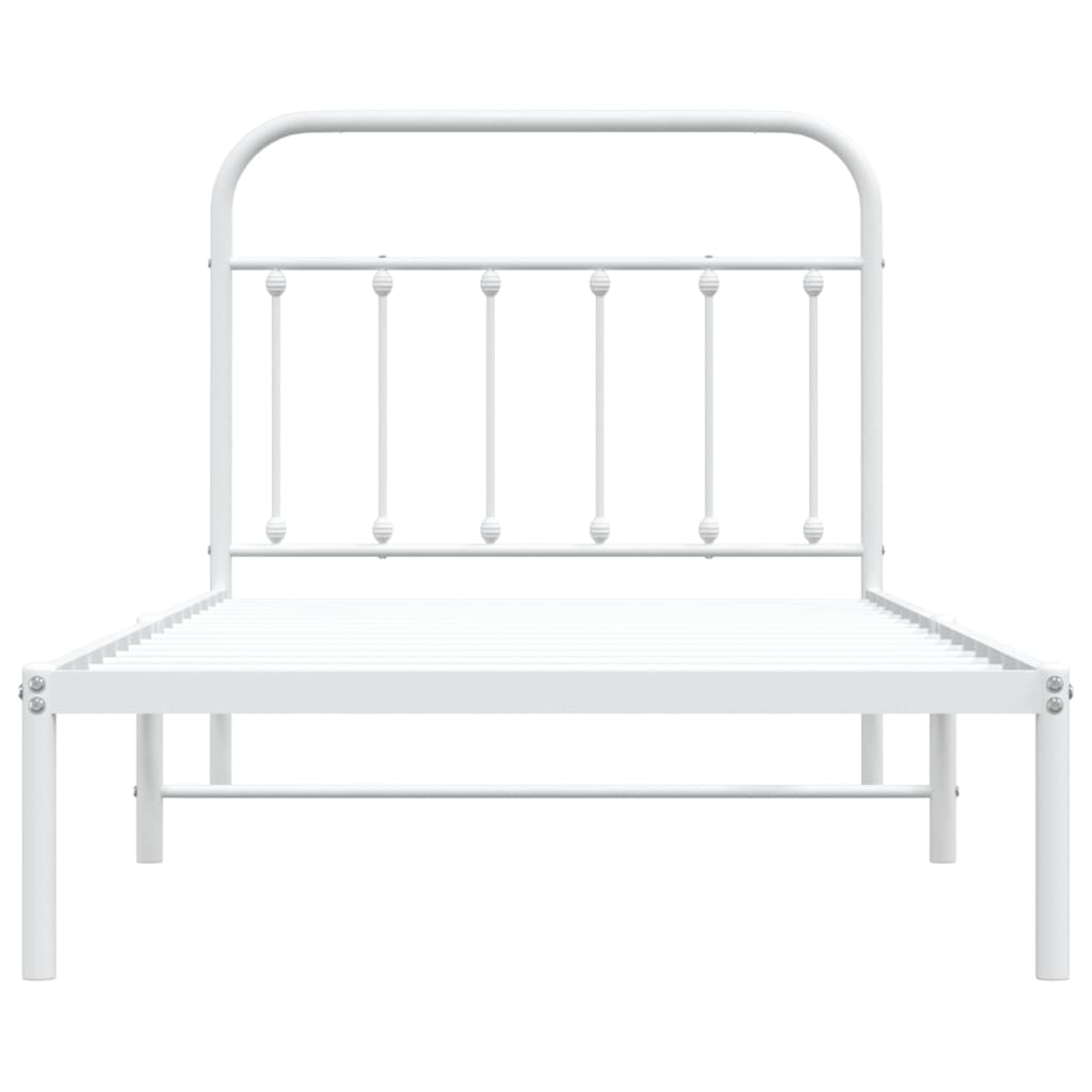 Sengeramme i metall med hodegavl hvit 100x190 cm