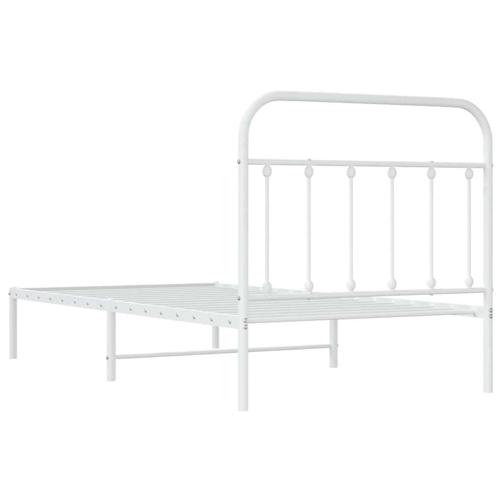 Sengeramme i metall med hodegavl hvit 100x190 cm