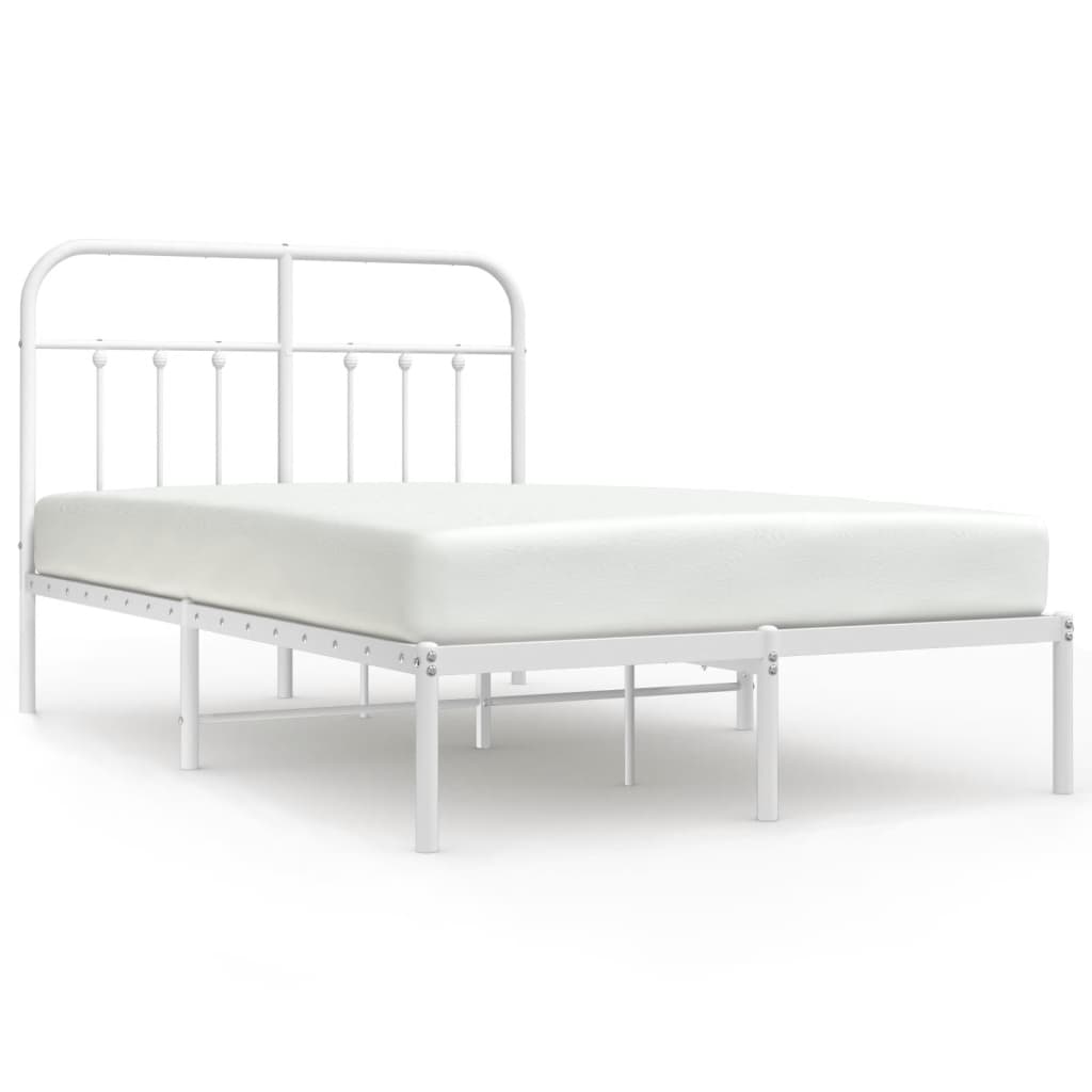 Sengeramme i metall med hodegavl hvit 120x190 cm