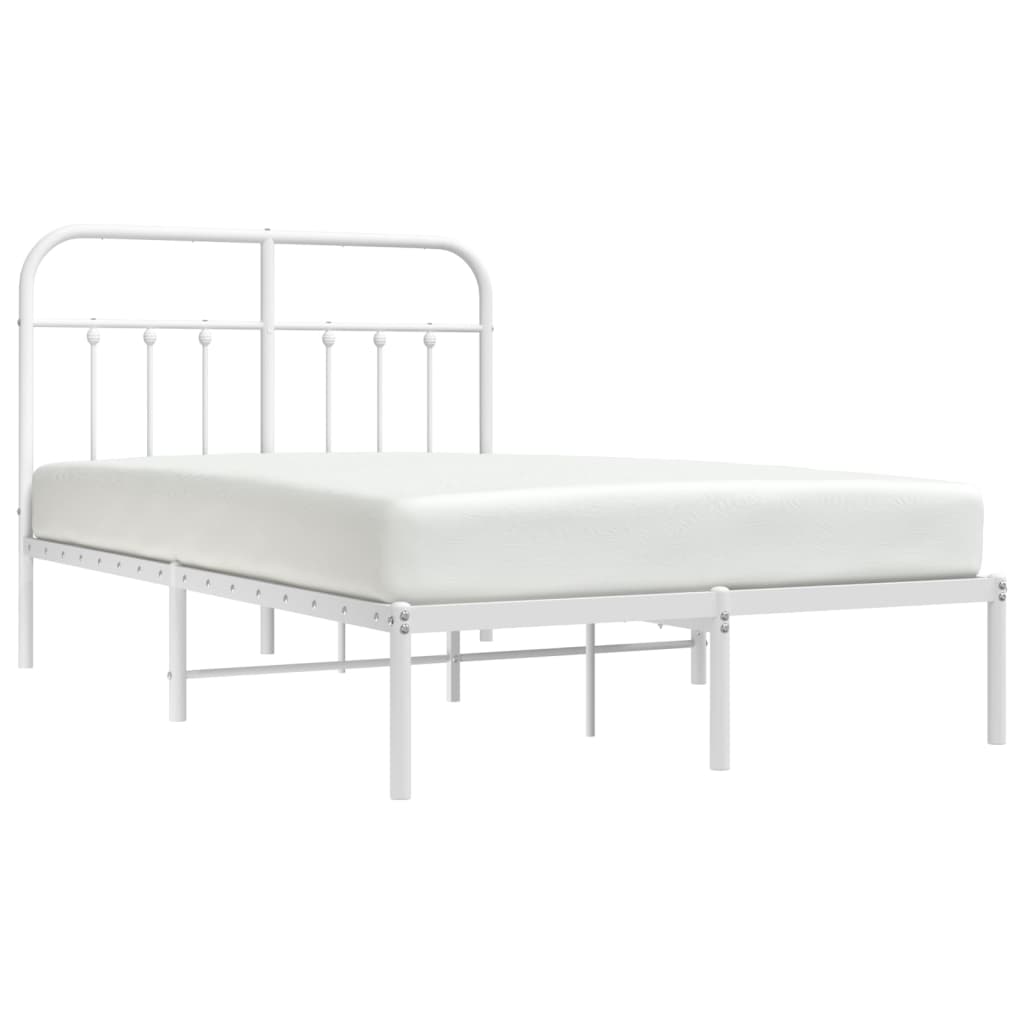 Sengeramme i metall med hodegavl hvit 120x190 cm