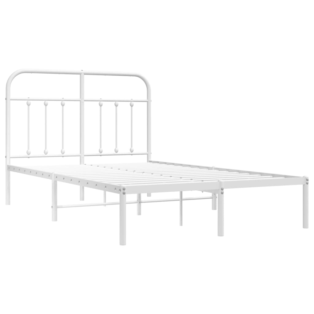 Sengeramme i metall med hodegavl hvit 120x190 cm