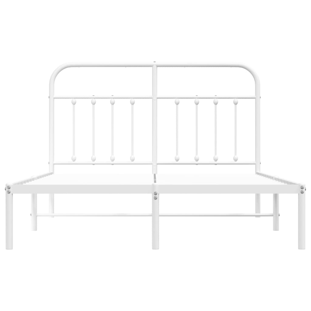 Sengeramme i metall med hodegavl hvit 135x190 cm