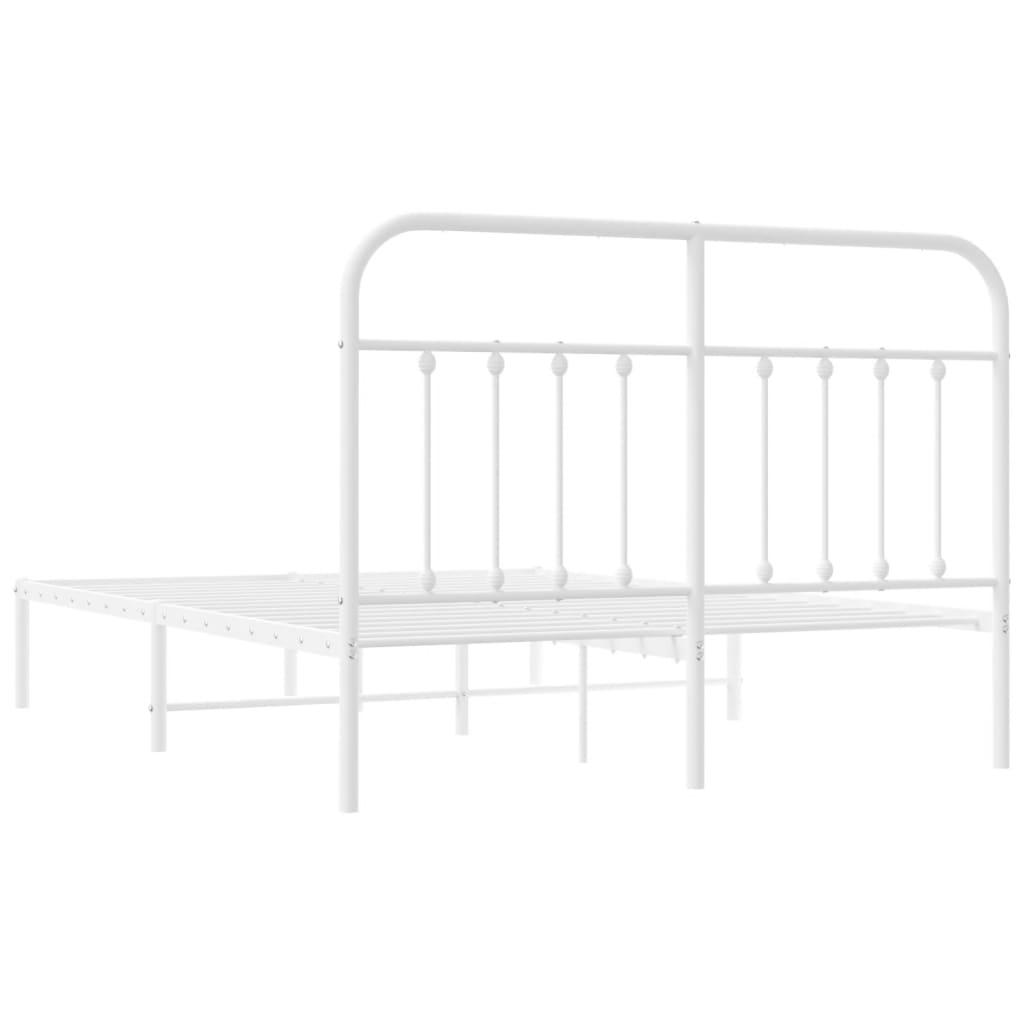 Sengeramme i metall med hodegavl hvit 135x190 cm