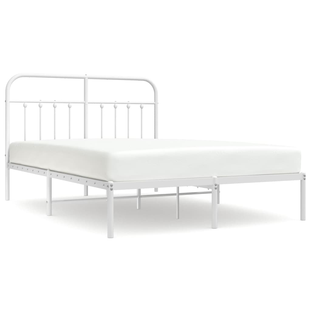 Sengeramme i metall med hodegavl hvit 140x190 cm