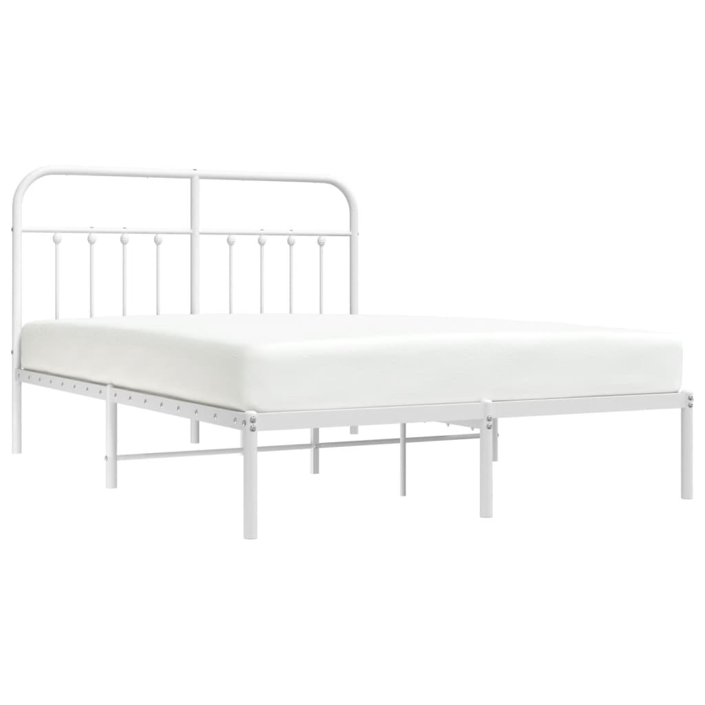 Sengeramme i metall med hodegavl hvit 140x190 cm