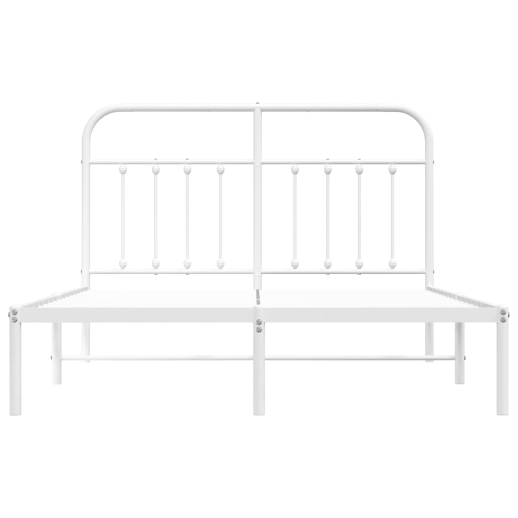 Sengeramme i metall med hodegavl hvit 140x190 cm