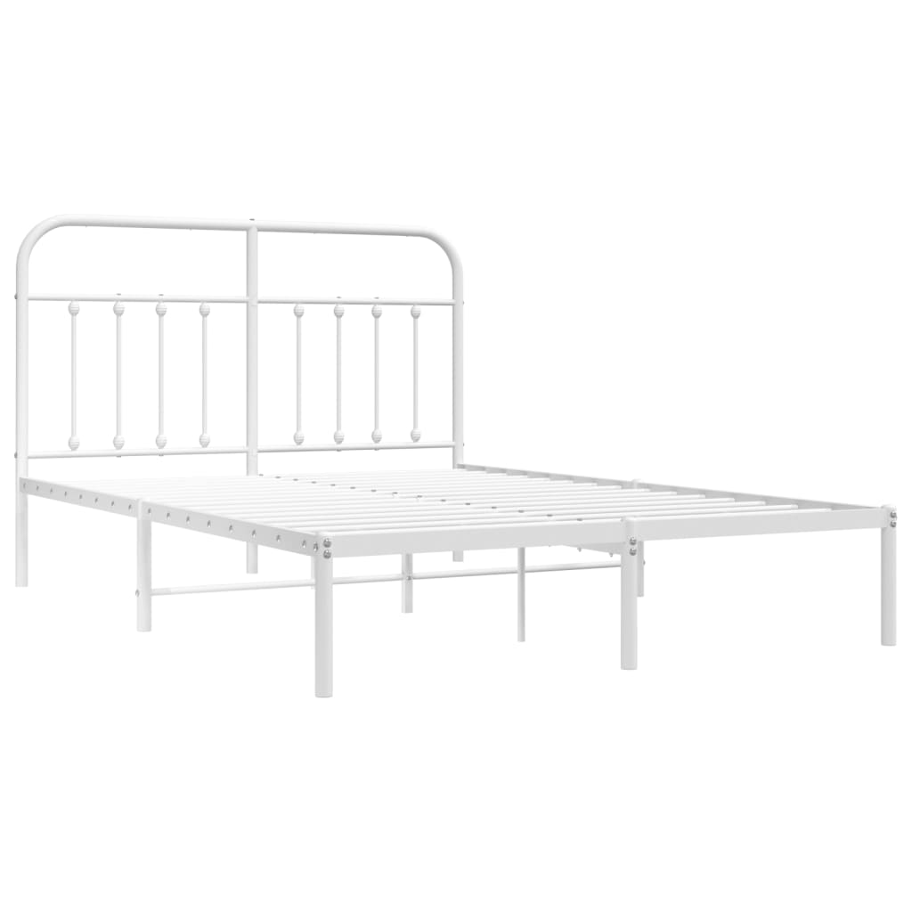 Sengeramme i metall med hodegavl hvit 140x200 cm