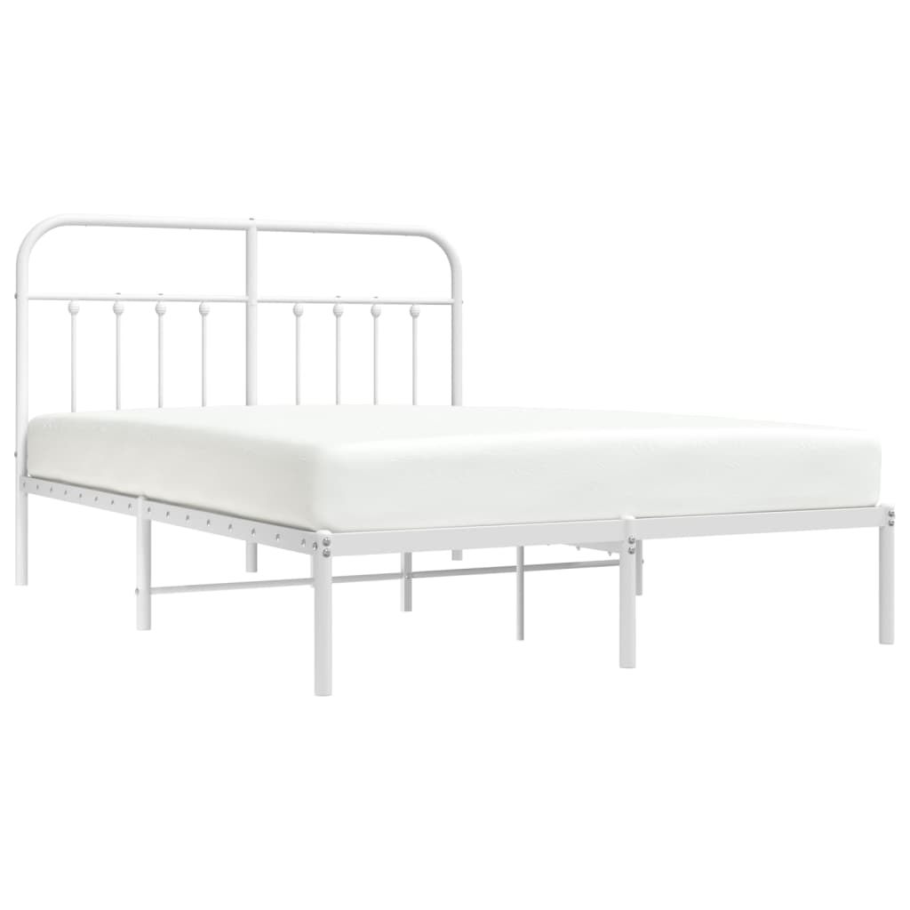 Sengeramme i metall med sengegavl hvit 150x200 cm