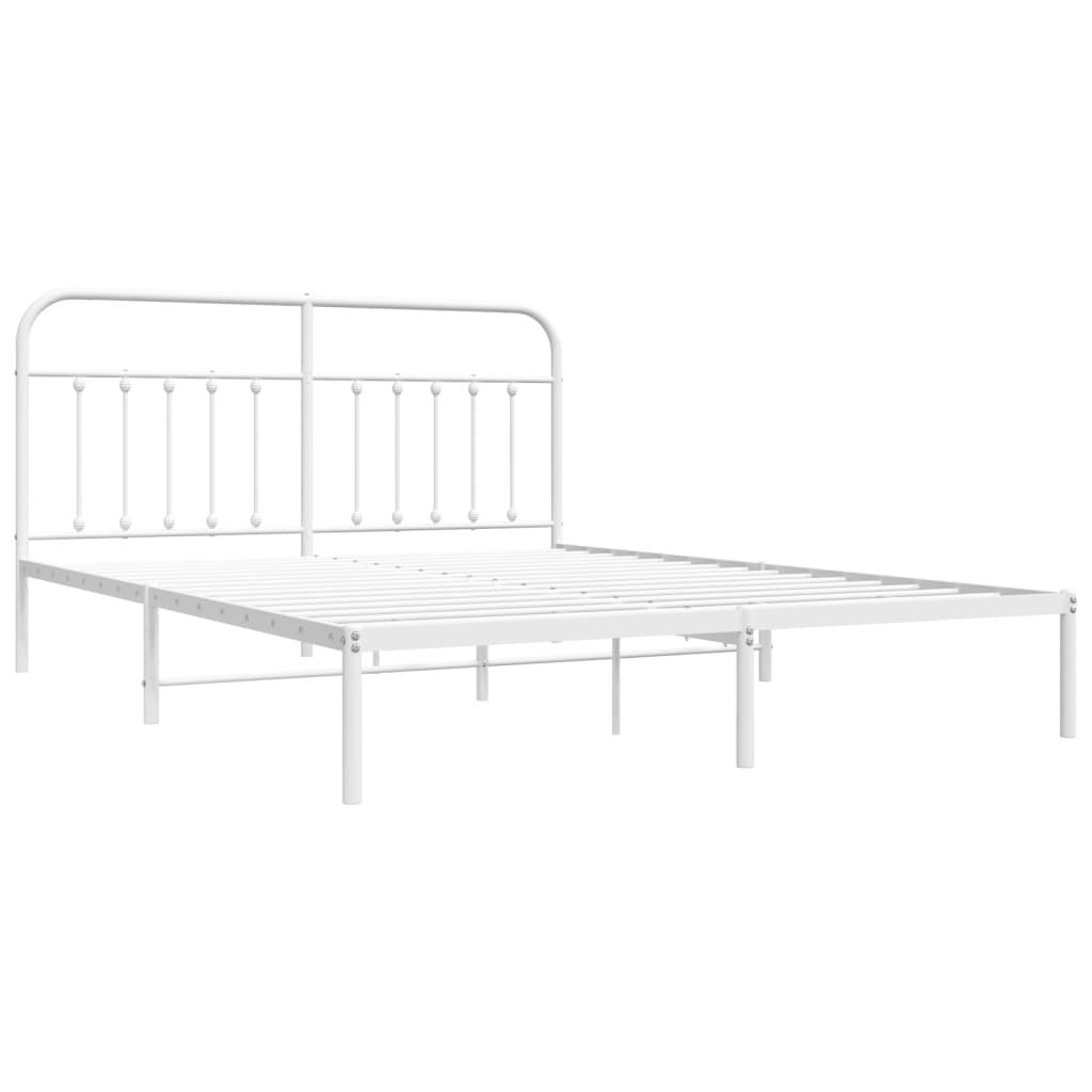 Sengeramme i metall med sengegavl hvit 160x200 cm