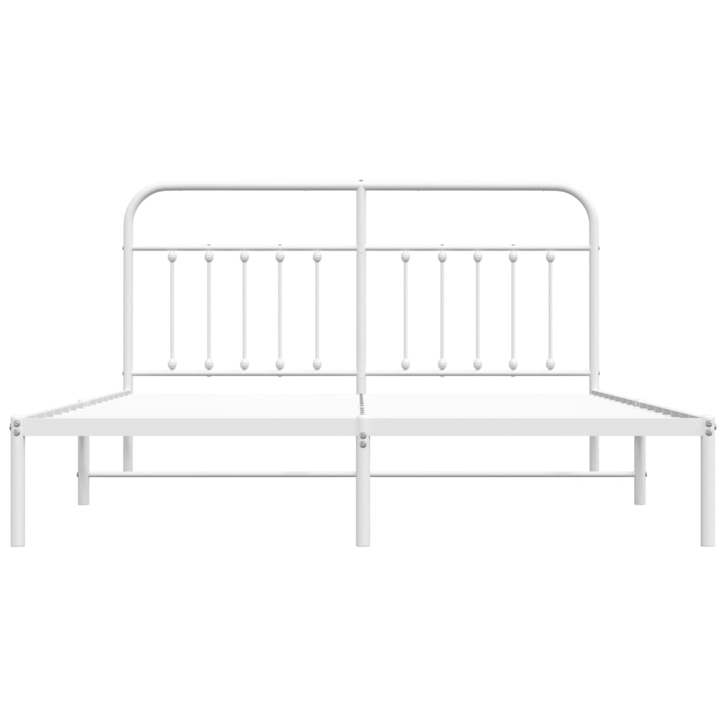 Sengeramme i metall med sengegavl hvit 160x200 cm