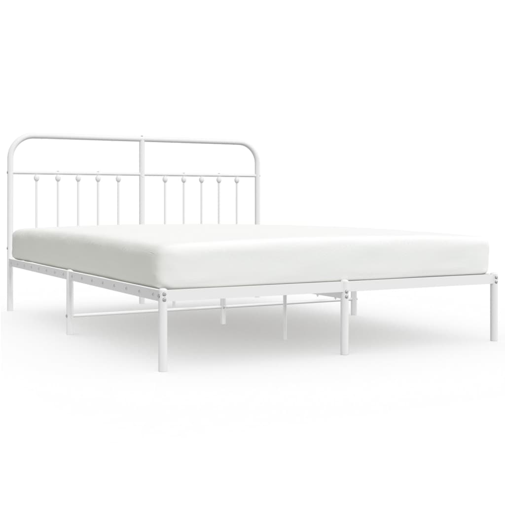 Sengeramme i metall med sengegavl hvit 180x200 cm