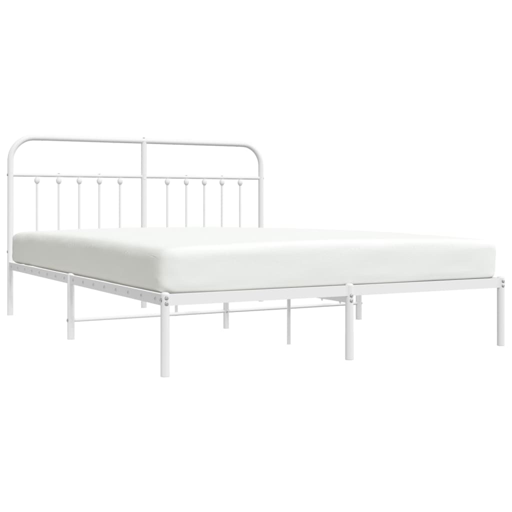 Sengeramme i metall med sengegavl hvit 180x200 cm