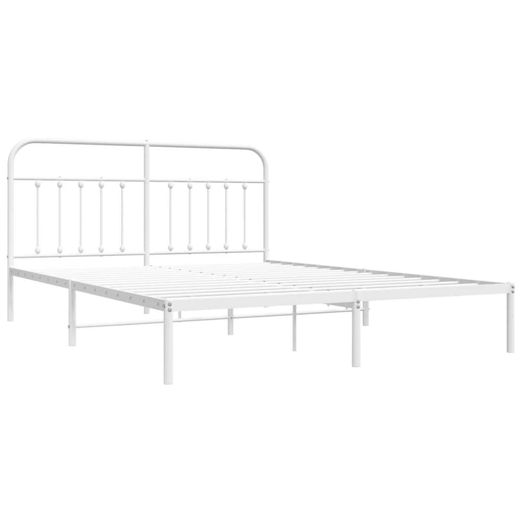 Sengeramme i metall med sengegavl hvit 180x200 cm