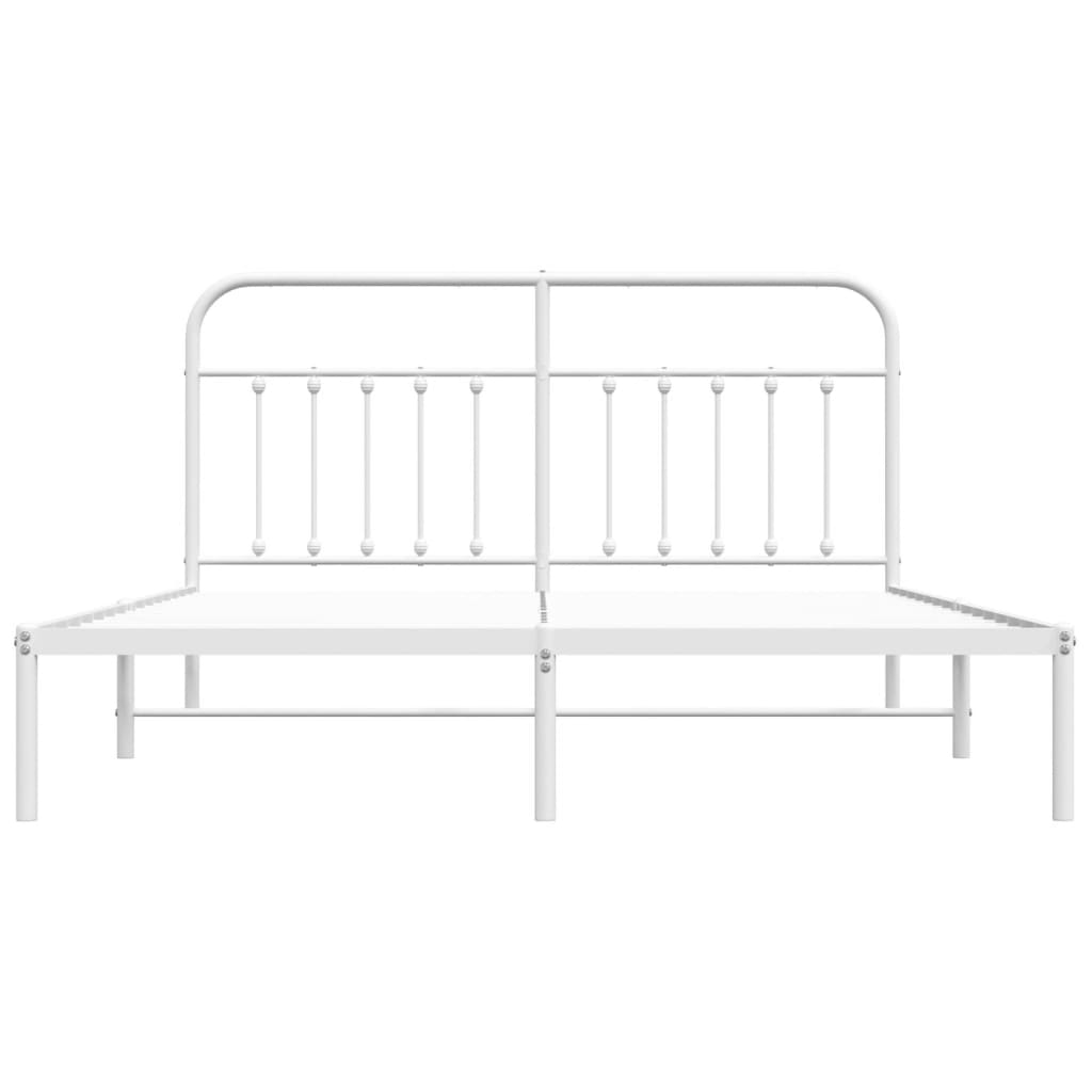 Sengeramme i metall med sengegavl hvit 180x200 cm