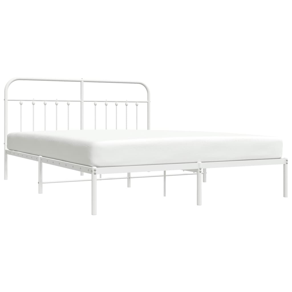 Sengeramme i metall med hodegavl hvit 183x213 cm