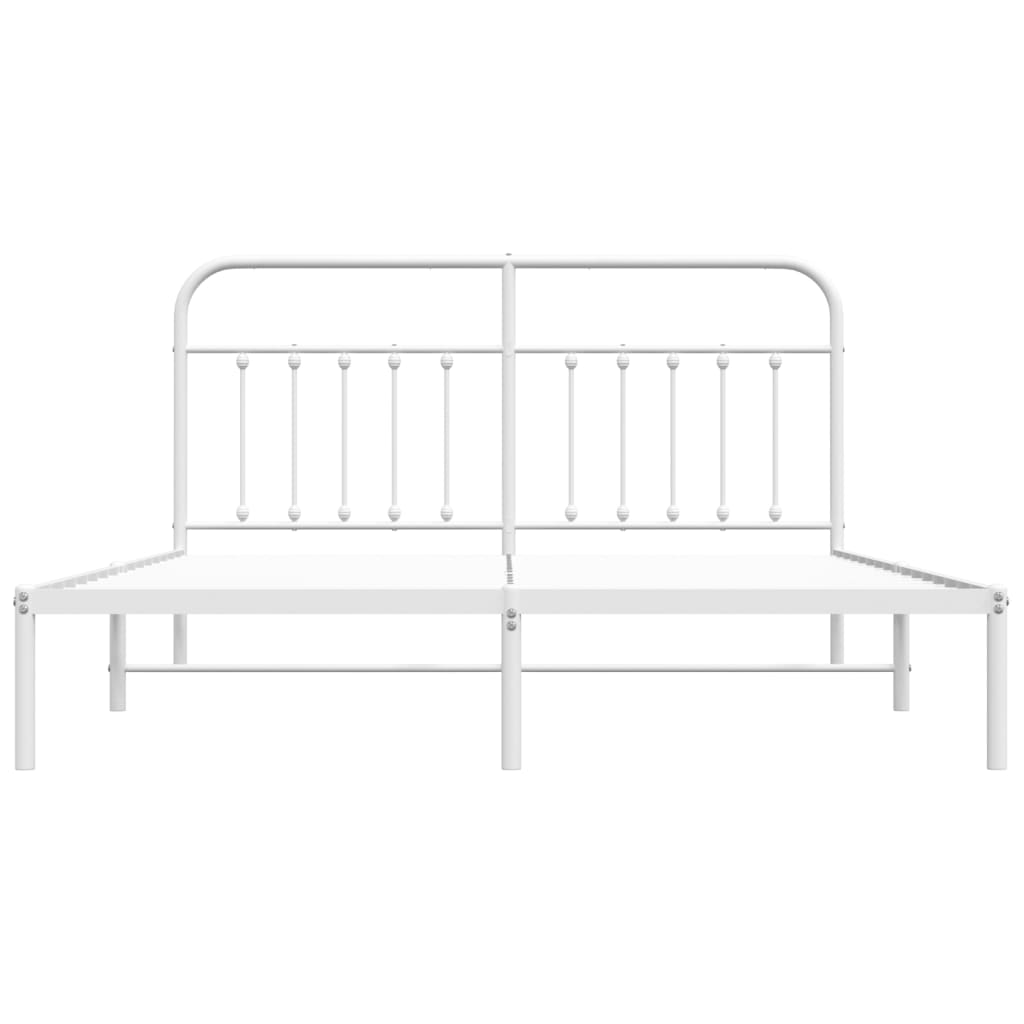 Sengeramme i metall med hodegavl hvit 183x213 cm