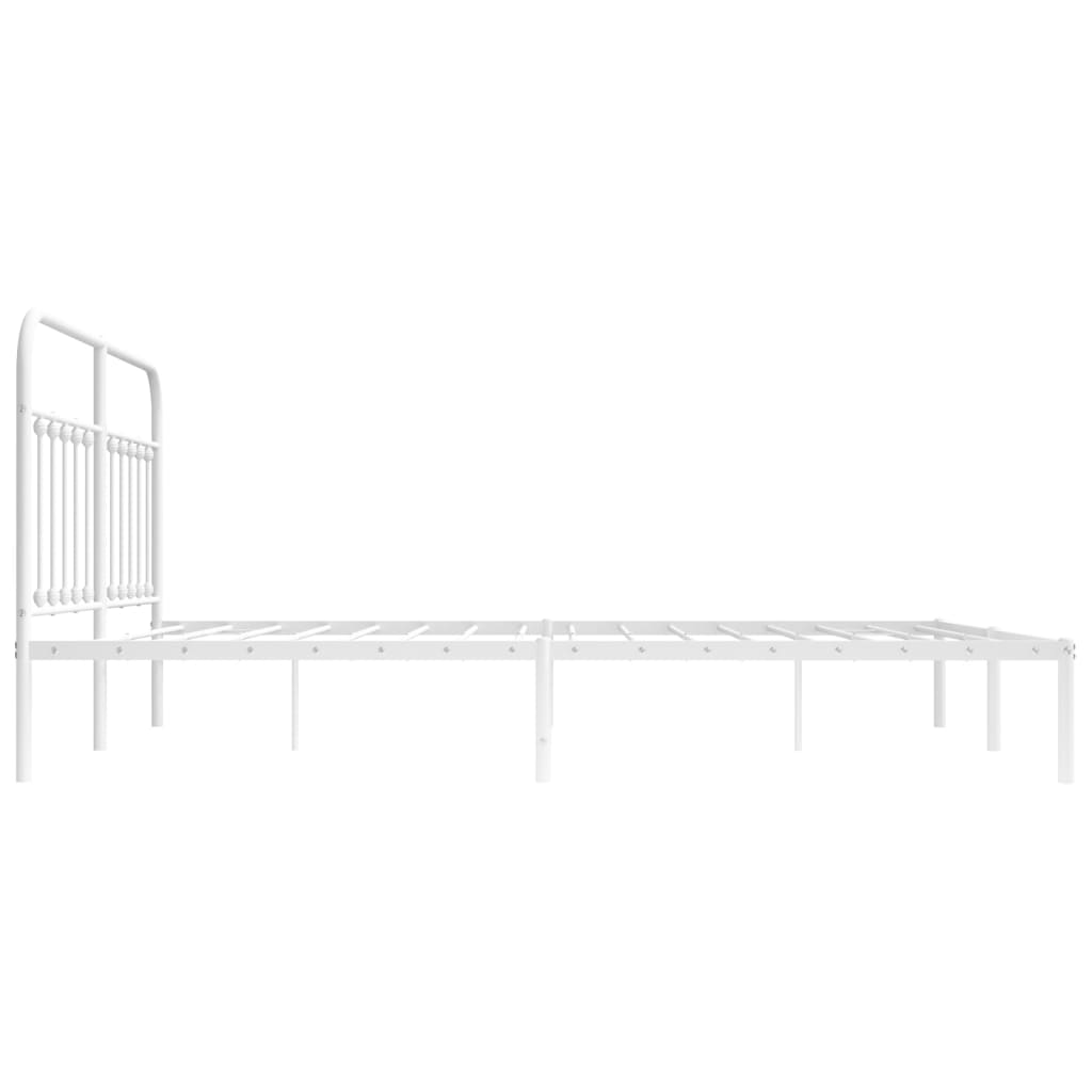 Sengeramme i metall med hodegavl hvit 183x213 cm