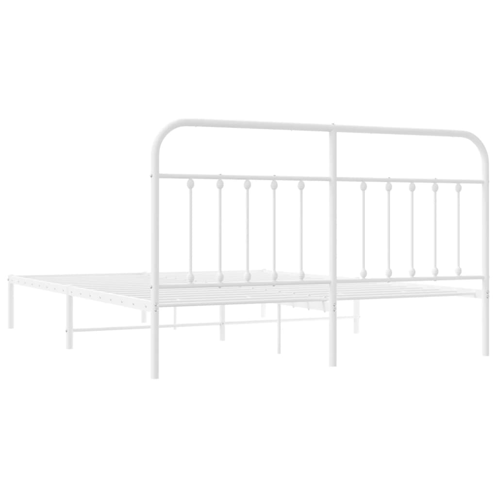 Sengeramme i metall med hodegavl hvit 183x213 cm