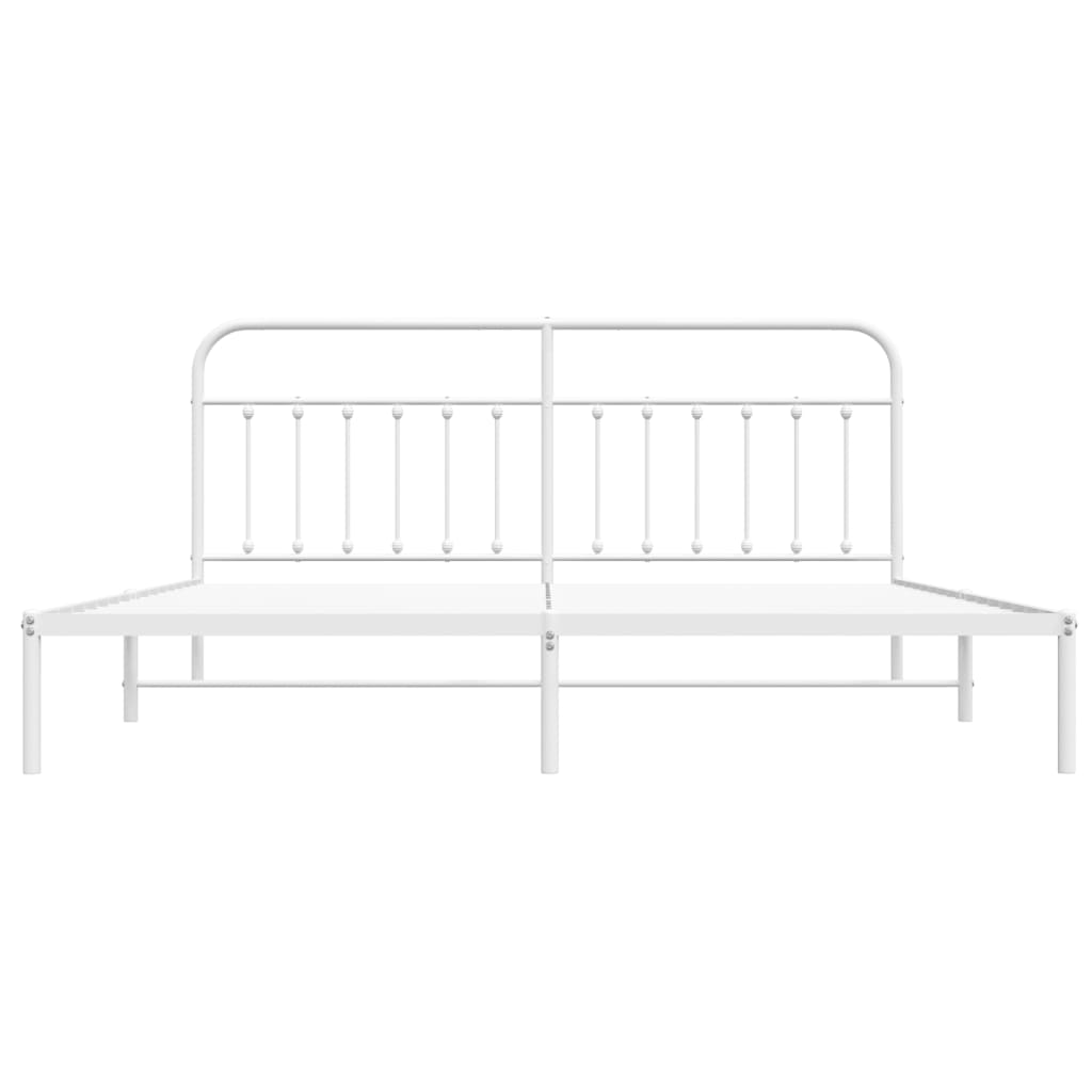 Sengeramme i metall med hodegavl hvit 193x203 cm