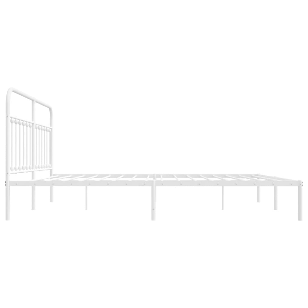 Sengeramme i metall med hodegavl hvit 193x203 cm