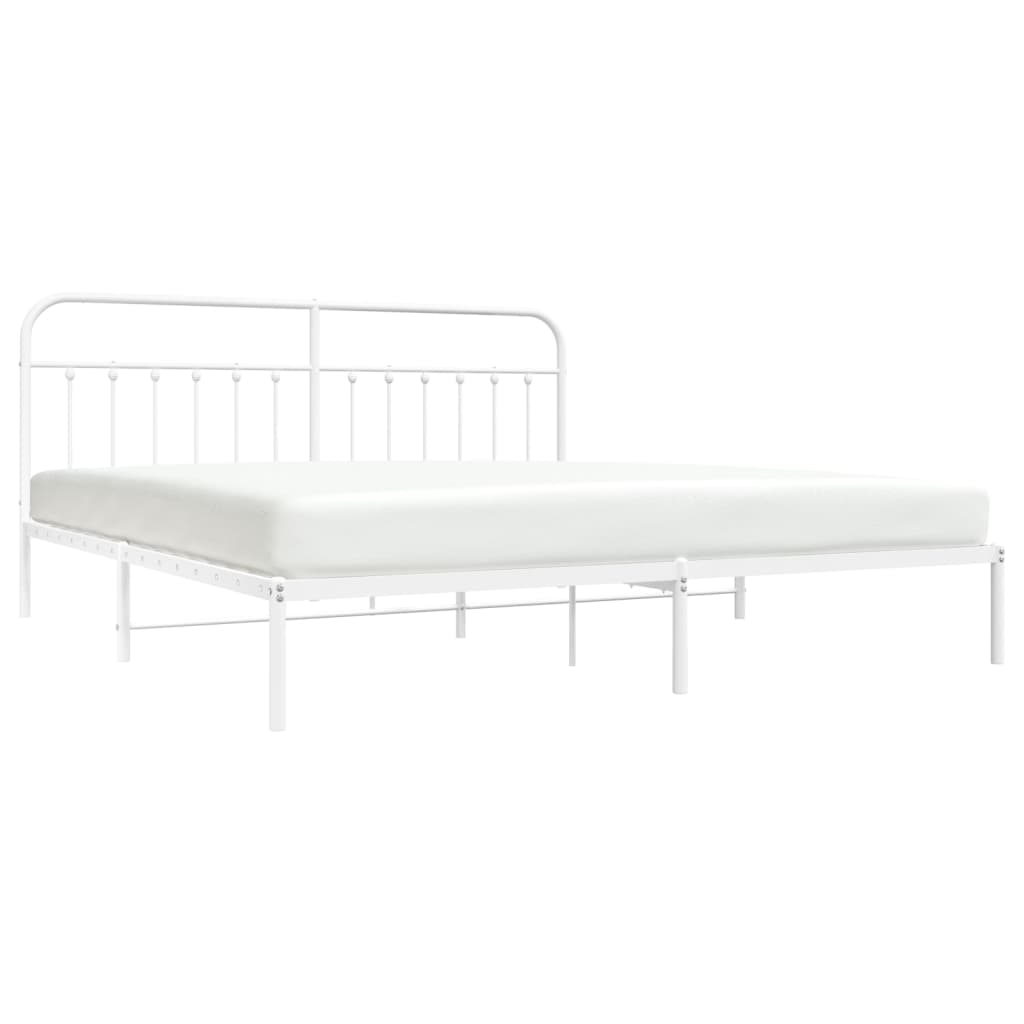 Sengeramme i metall med sengegavl hvit 200x200 cm