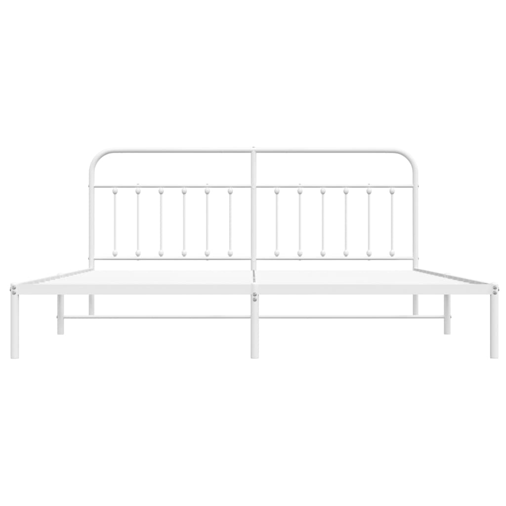 Sengeramme i metall med sengegavl hvit 200x200 cm