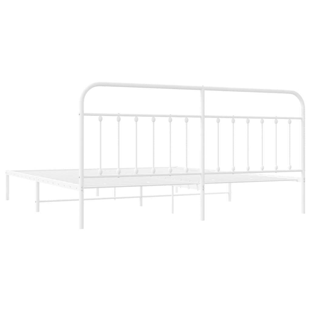 Sengeramme i metall med sengegavl hvit 200x200 cm