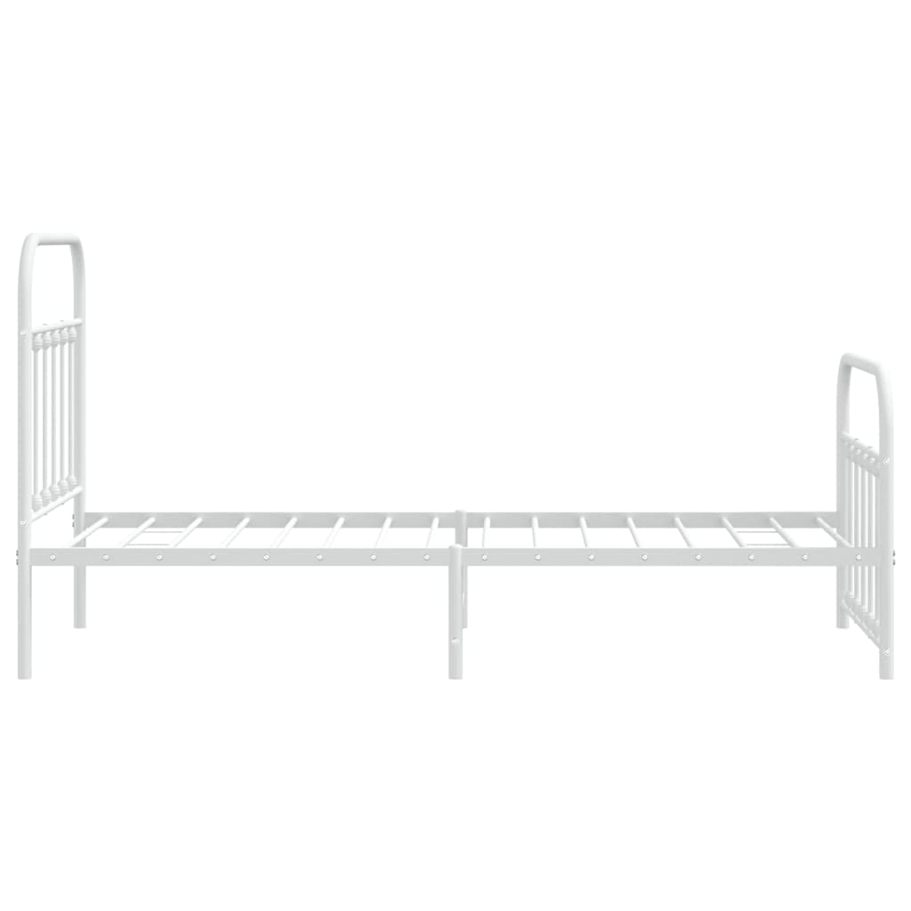 Sengeramme i metall med hode- og fotgavl hvit 90x200 cm