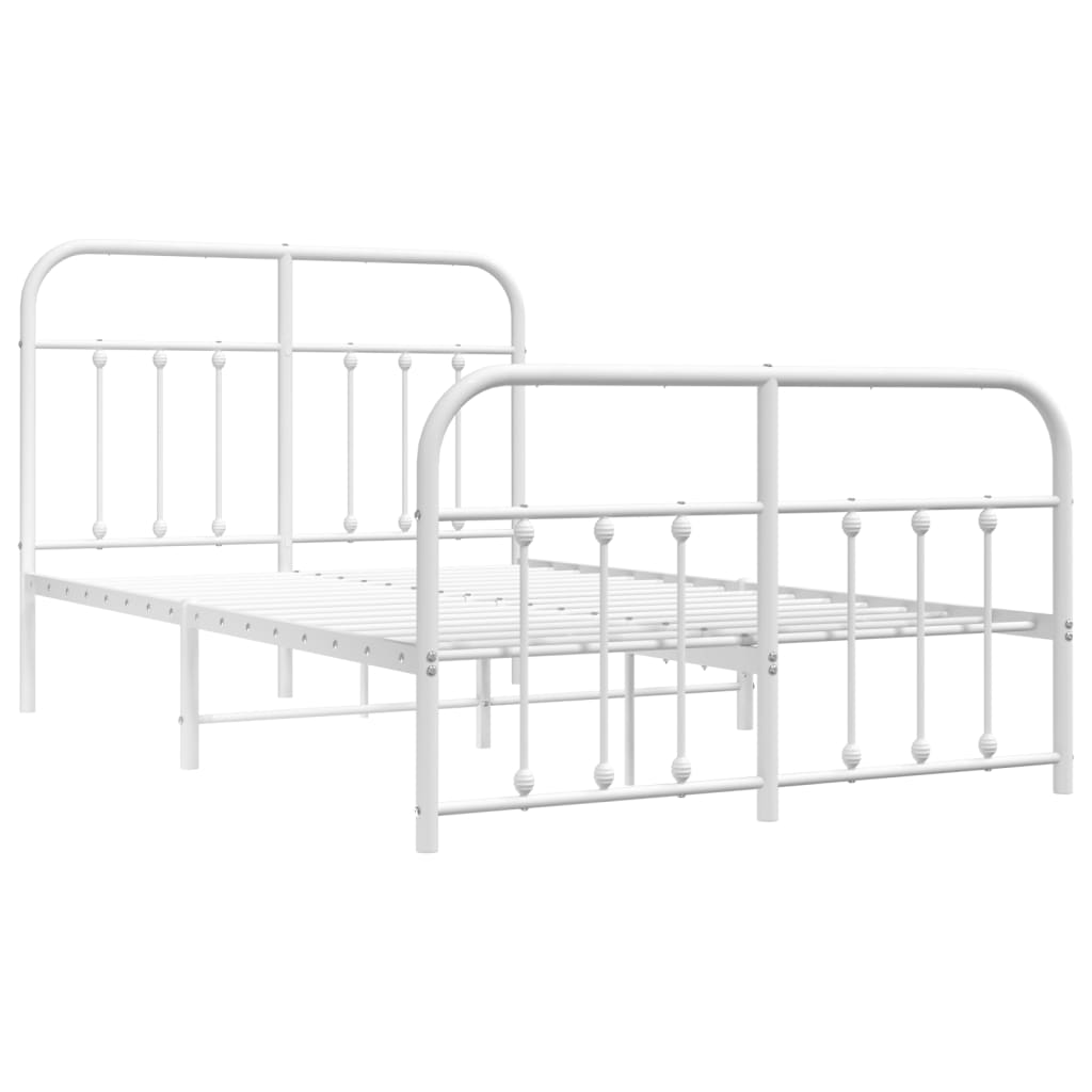 Sengeramme i metall med hode- og fotgavl hvit 120x190 cm