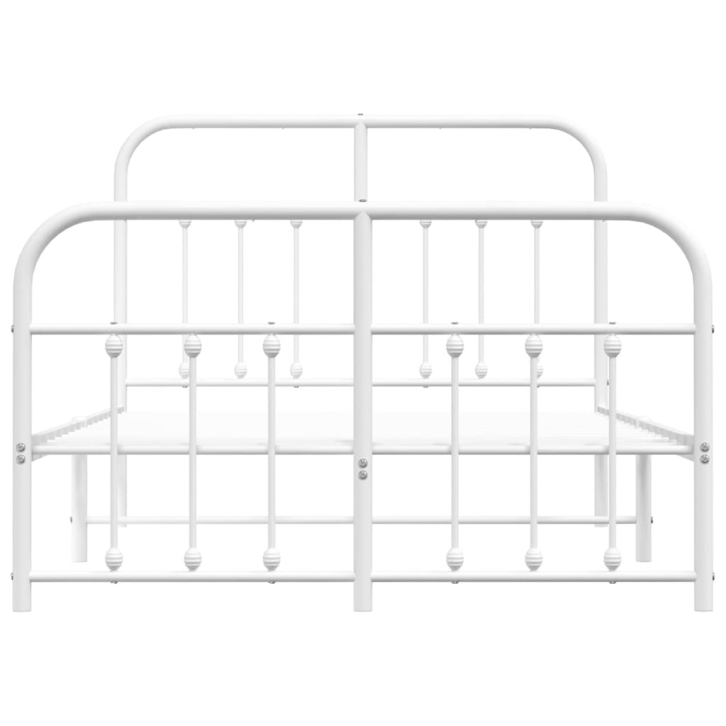 Sengeramme i metall med hode- og fotgavl hvit 120x190 cm
