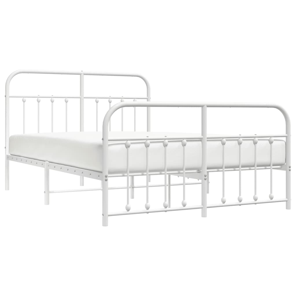 Sengeramme i metall med hode- og fotgavl hvit 135x190 cm