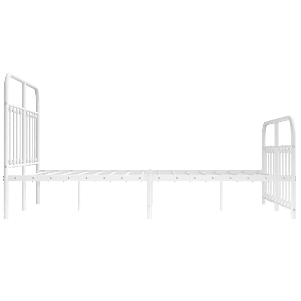 Sengeramme i metall med hode- og fotgavl hvit 135x190 cm