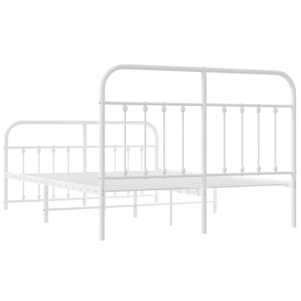 Sengeramme i metall med hode- og fotgavl hvit 135x190 cm