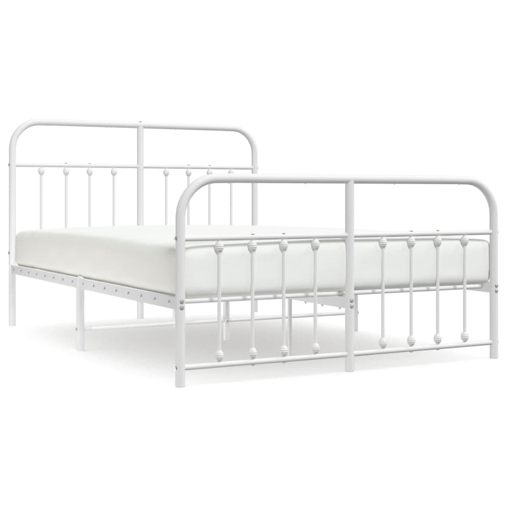 Sengeramme i metall med hode- og fotgavl hvit 140x190 cm
