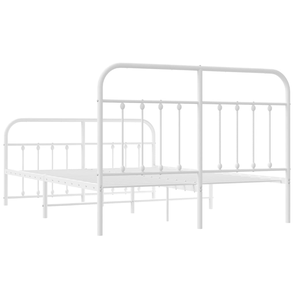 Sengeramme i metall med hode- og fotgavl hvit 140x190 cm