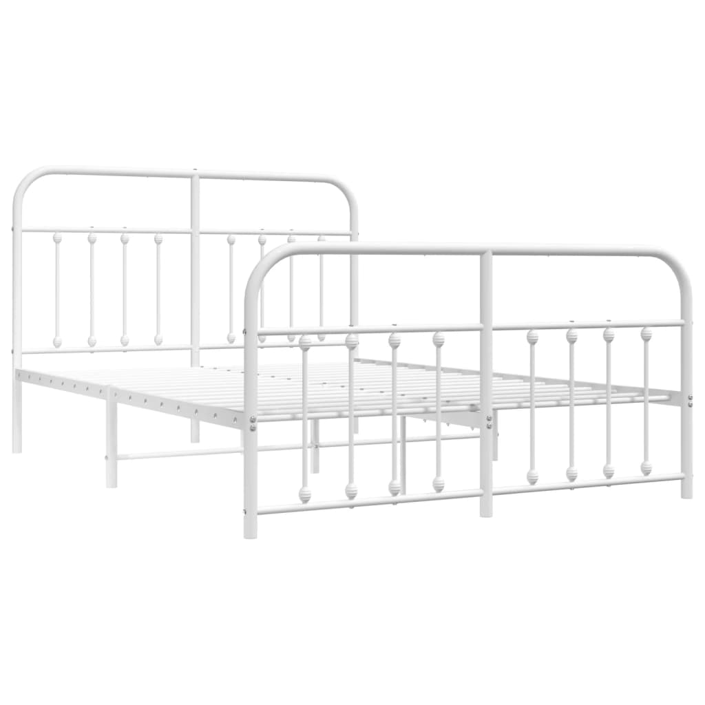 Sengeramme i metall med hode- og fotgavl hvit 140x200 cm