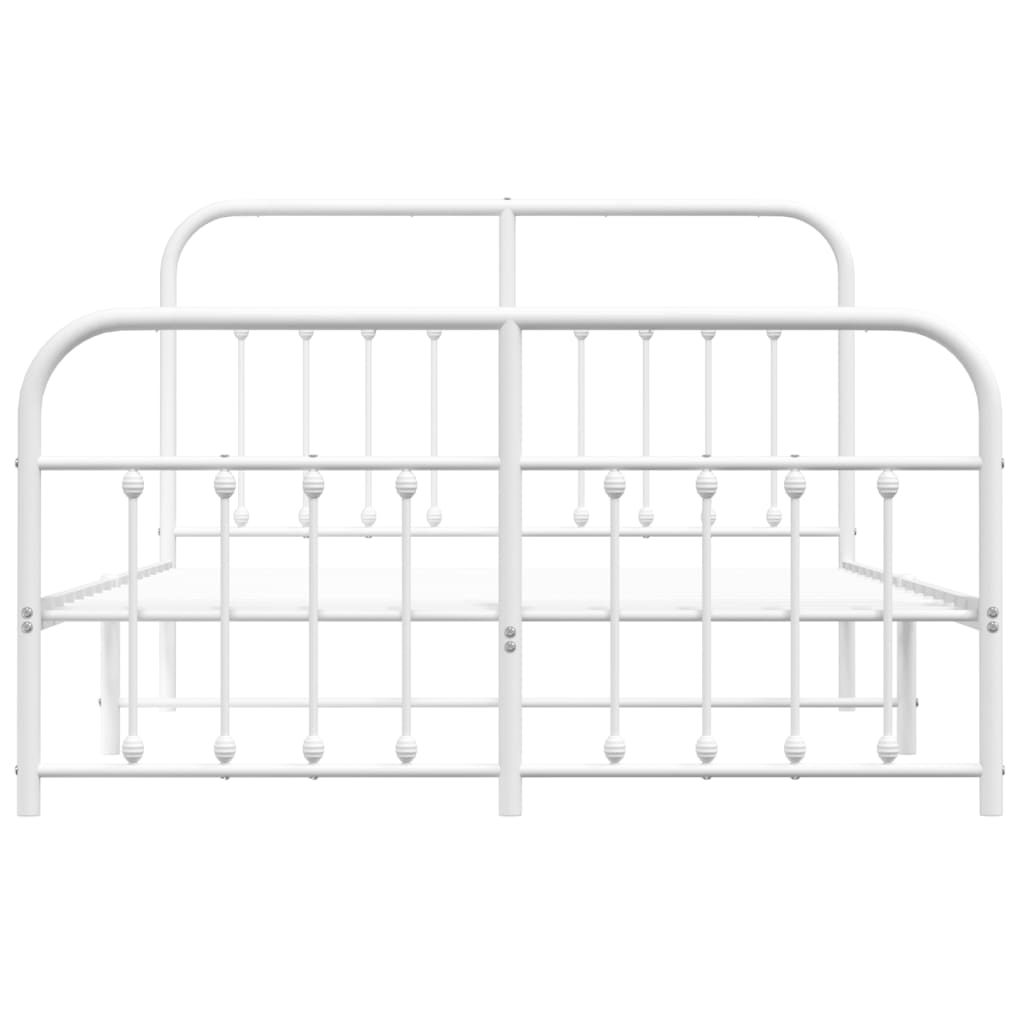 Sengeramme i metall med hode- og fotgavl hvit 140x200 cm