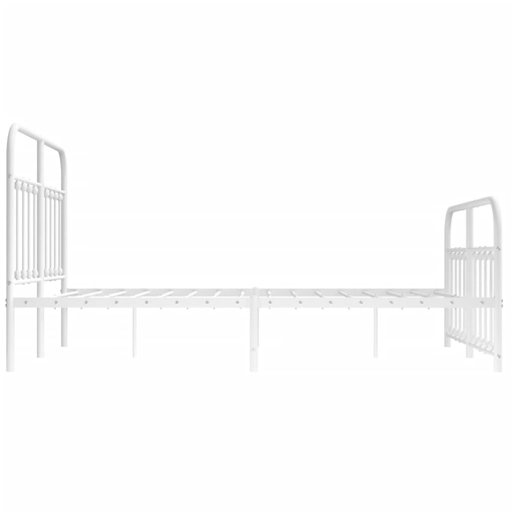 Sengeramme i metall med hode- og fotgavl hvit 140x200 cm