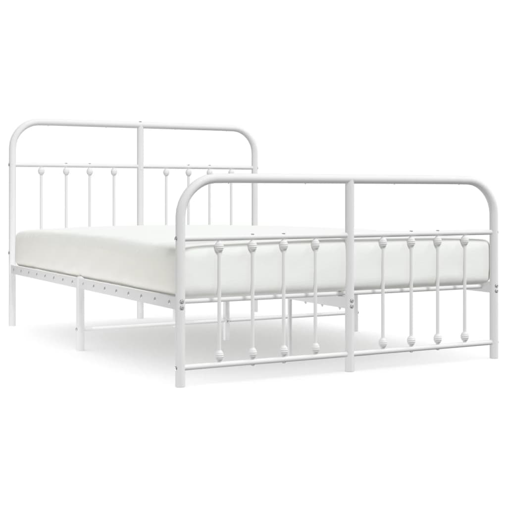 Sengeramme i metall med hode- og fotgavl hvit 150x200 cm