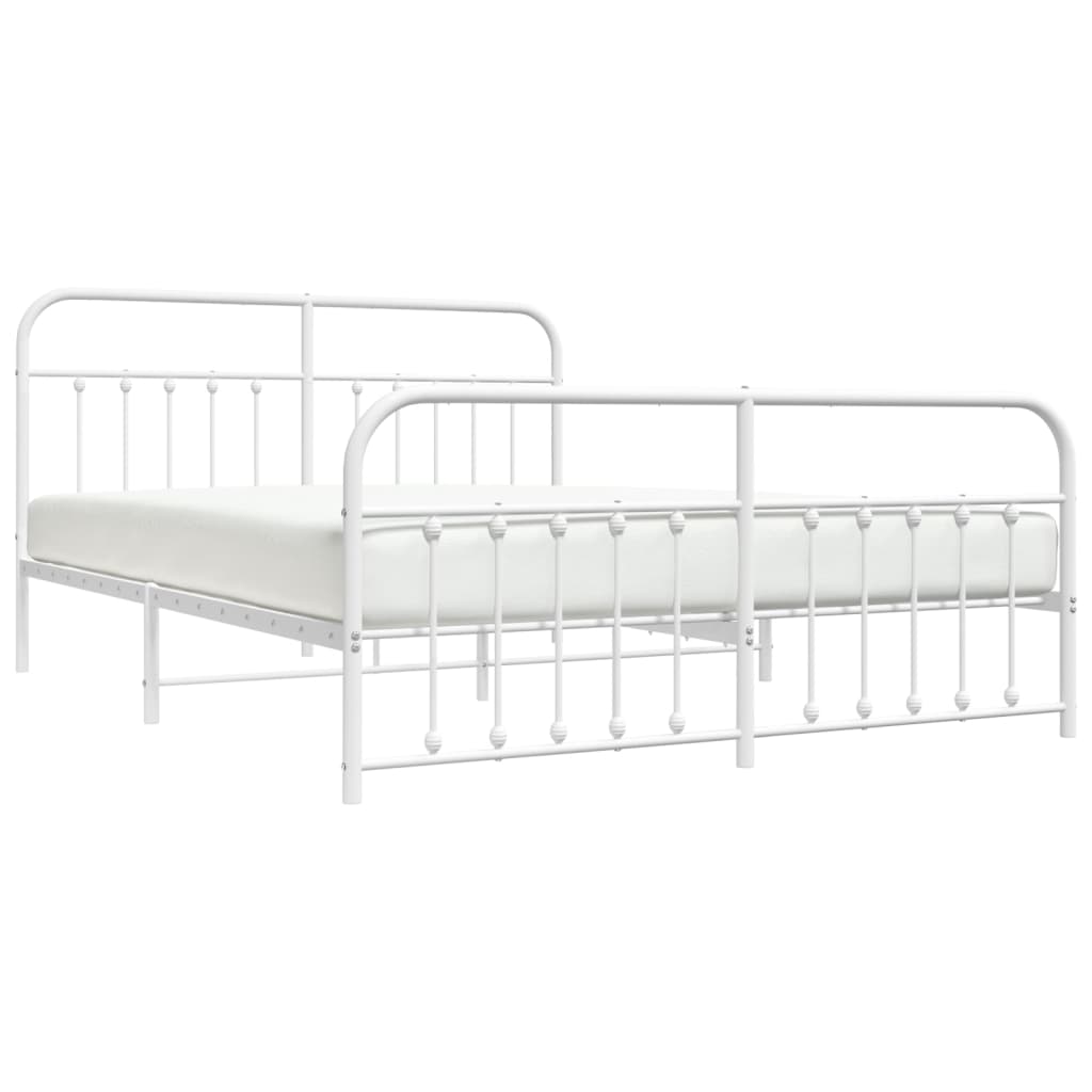 Sengeramme i metall med hode- og fotgavl hvit 160x200 cm