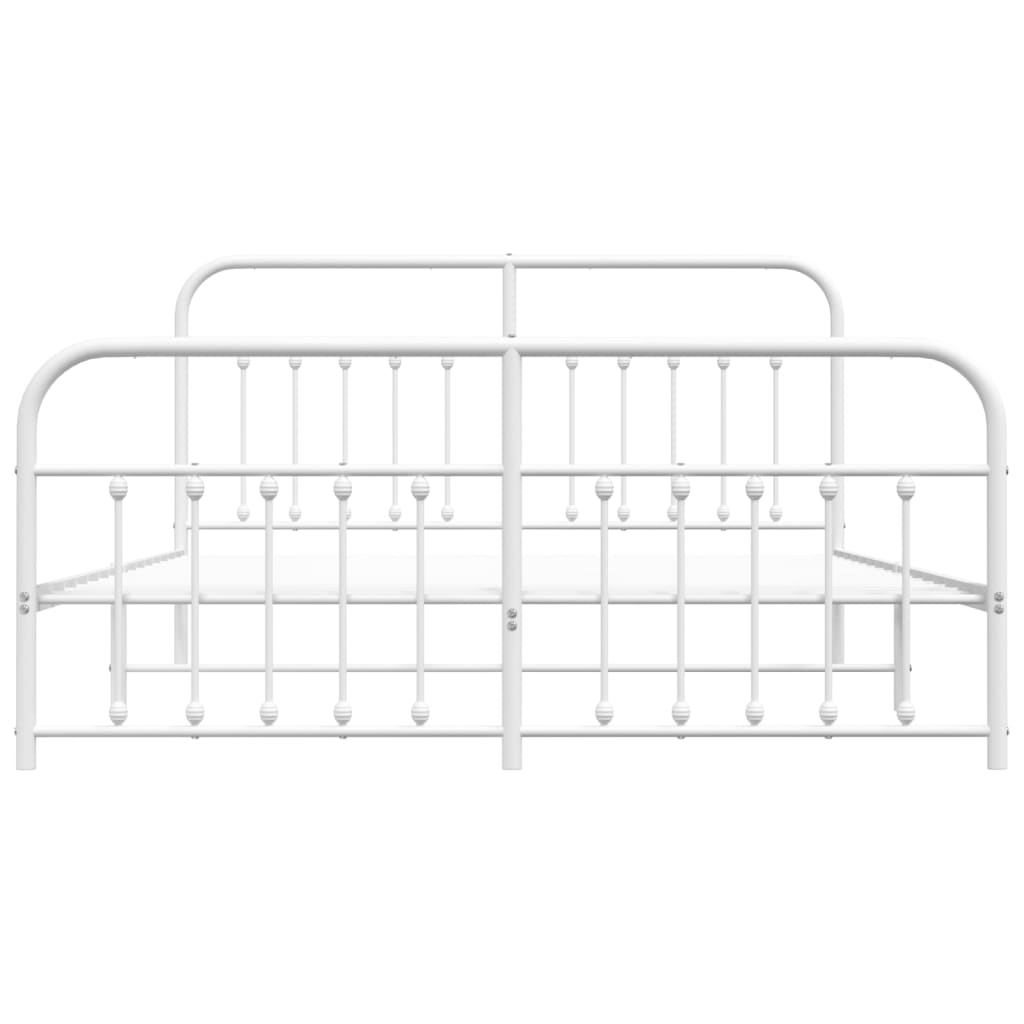 Sengeramme i metall med hode- og fotgavl hvit 160x200 cm
